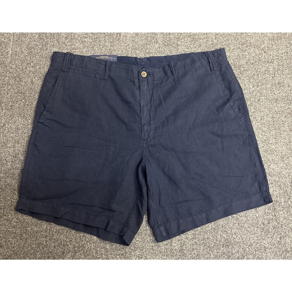 NWT Polo Ralph Lauren Men's 40 Navy Linen Cotton Blend Straight Fit Shorts